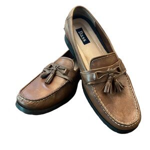 BASS-ADAMS II Flex 1228-200 Men’s, Size 10M, Brown Tassel Leather Slippers.